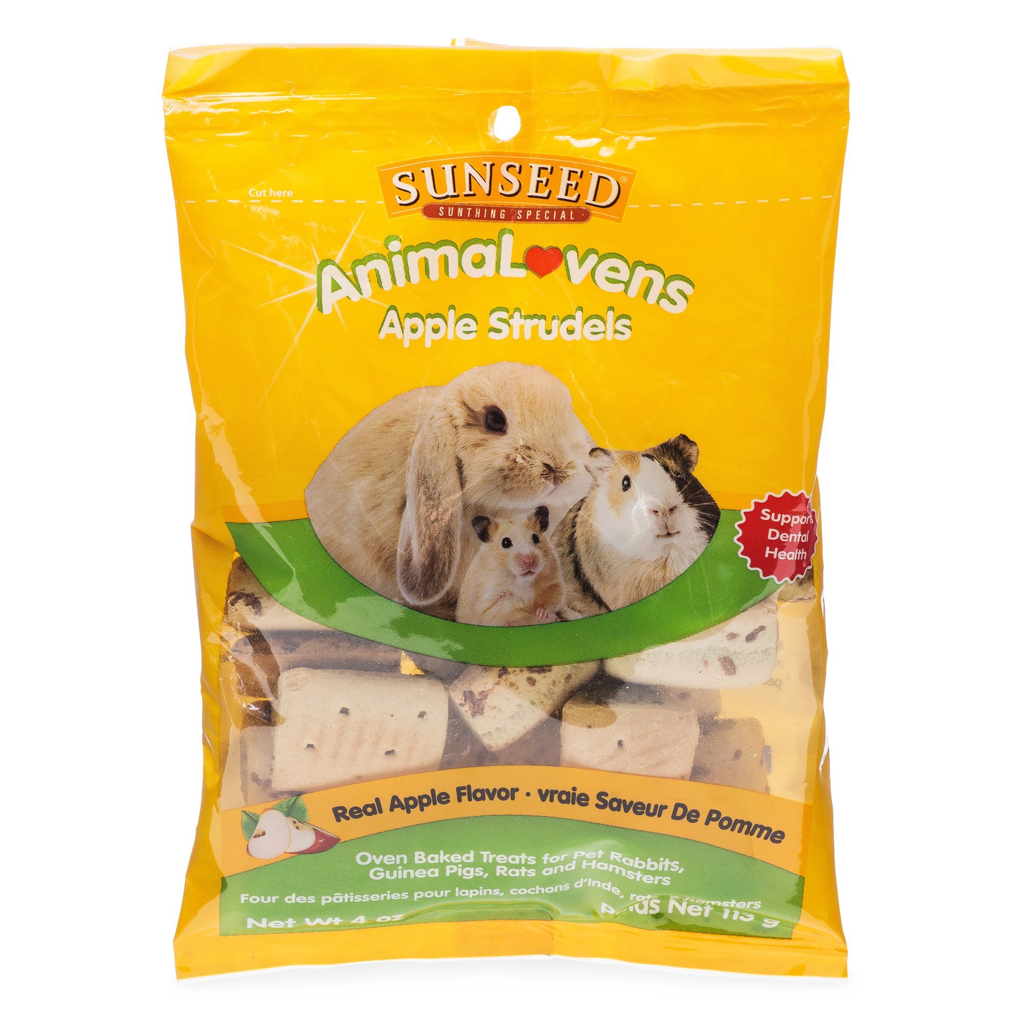 Sun Seed AnimaLovens Apple Strudels, 4 Ounces, Treats for Rabbits Guinea Pigs Rats and Hamsters