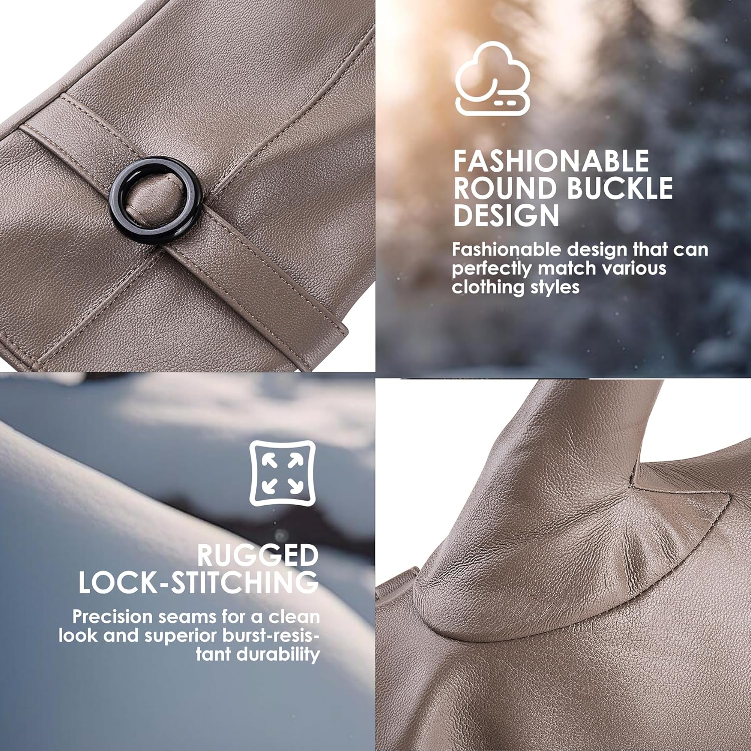 Dsane Womens Winter Leather Gloves Touchscreen Texting Warm Driving Lambskin Gloves for Christmas Gifts - Image 5