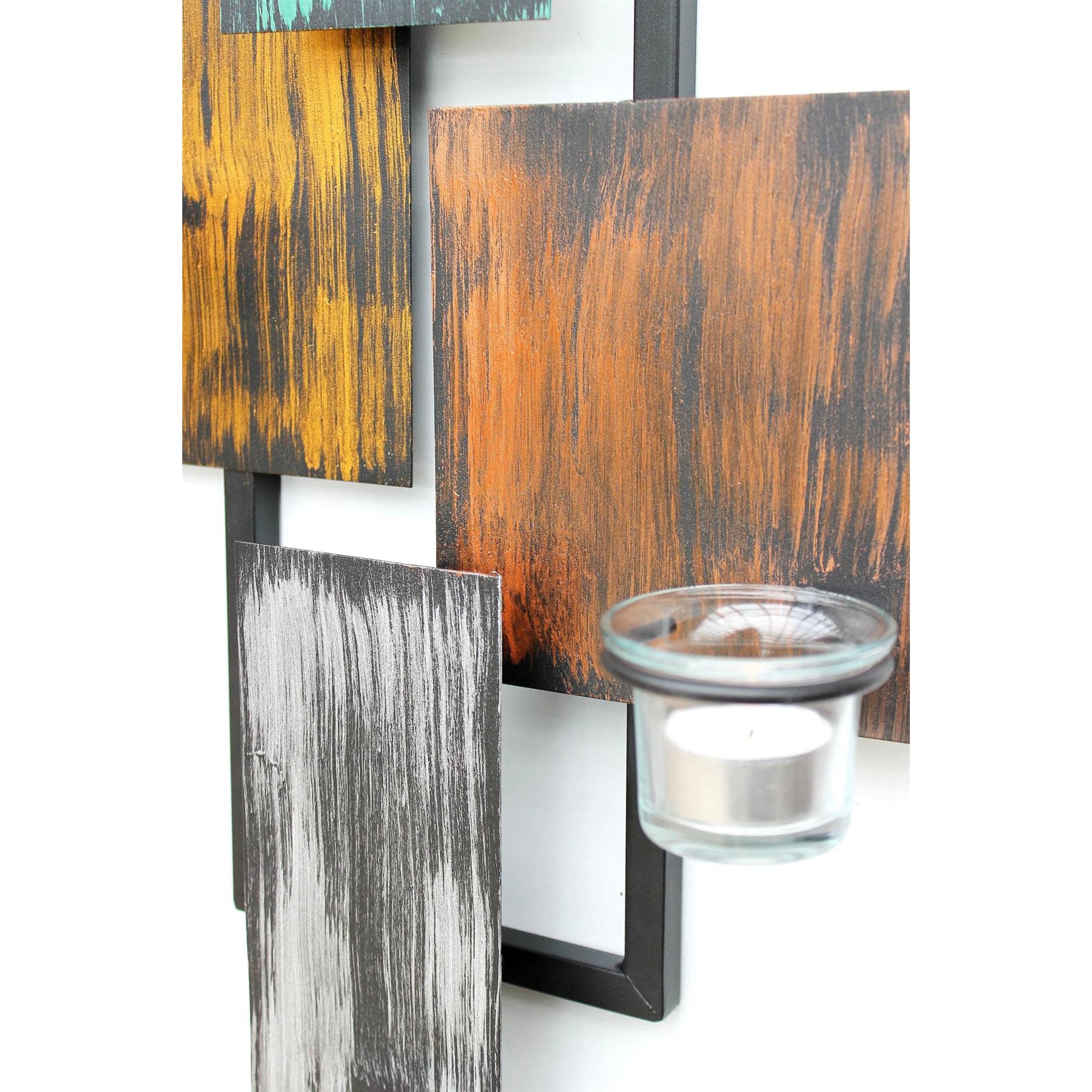 DanDiBo - Soporte para velas de té abstracto de metal para pared, negro, 61 cm, portavelas de pared