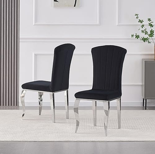 Miniatura 8 de Sillas de comedor modernas, silla de comedor tapizada de lujo sin brazos, con patas de acero inoxidable espejadas para cocina, comedor, sala de