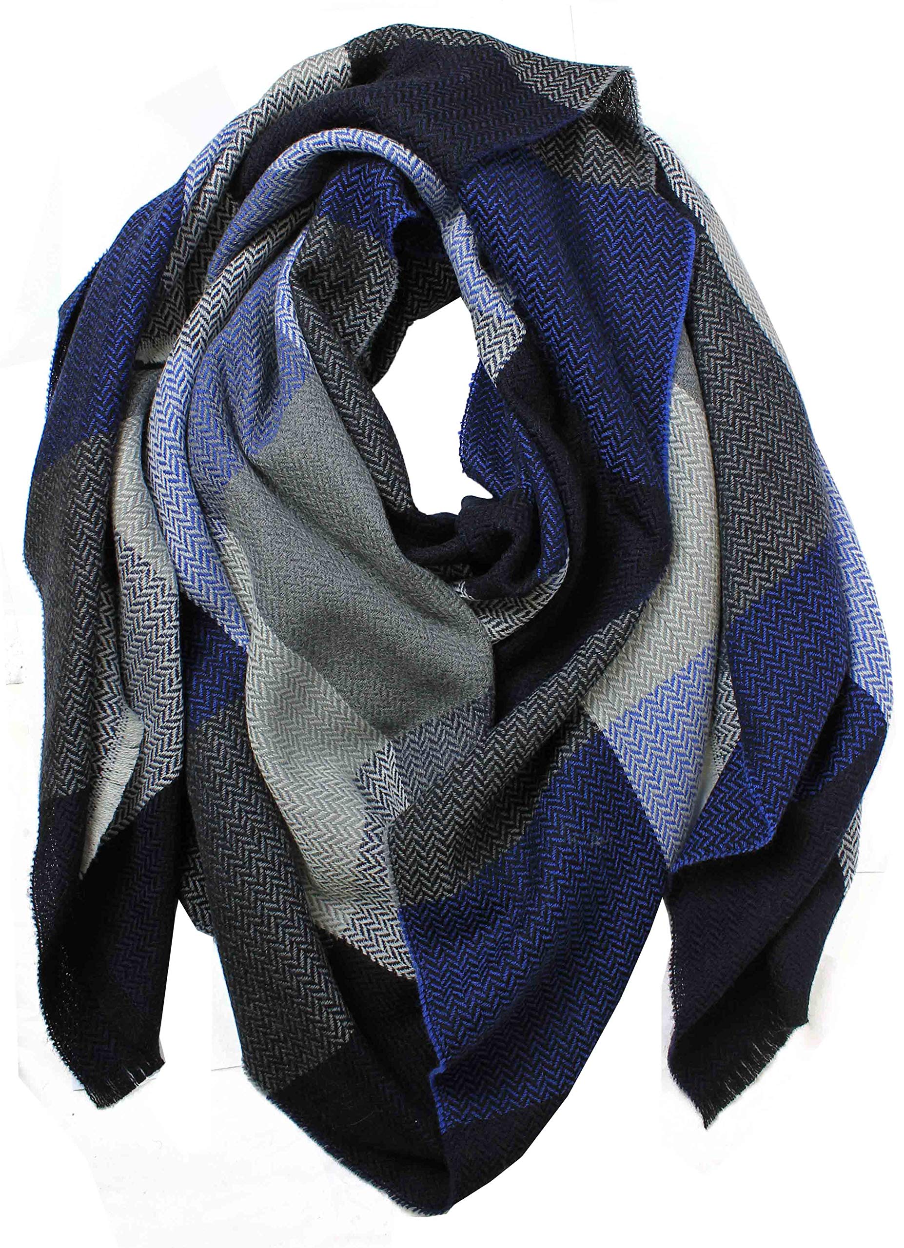 Rotfuchs Sciarpa in lana Sciarpa XXL Sciarpa donna oversize Sciarpa invernale Sciarpa uomo a scacchi blu 210 x 75 cm Made in Germany