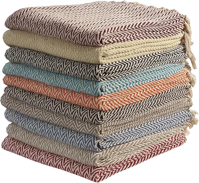 Large Cotton Zig-Zag Sofa Single Bed Throw Arm Chair Fringed Cover 125 x 150cms (Colour Sent on Random Basis)