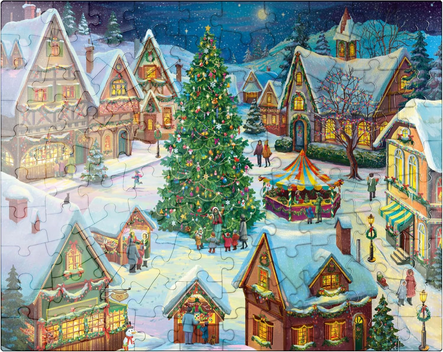 MyPuzzle New Year Christmas Market - Premium 100 Piece Jigsaw Puzzle for Adults