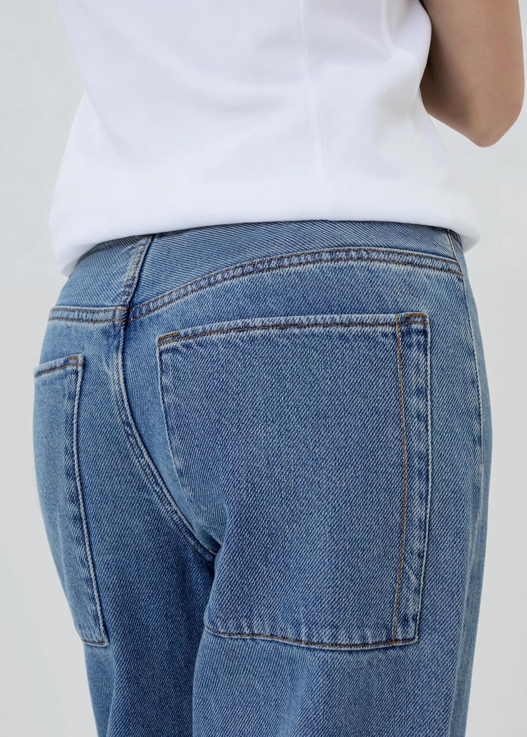 Women's Low Rise Wide Leg Jeans Casual Elastic Waist Baggy Denim Pants Vintage Wash Trousers