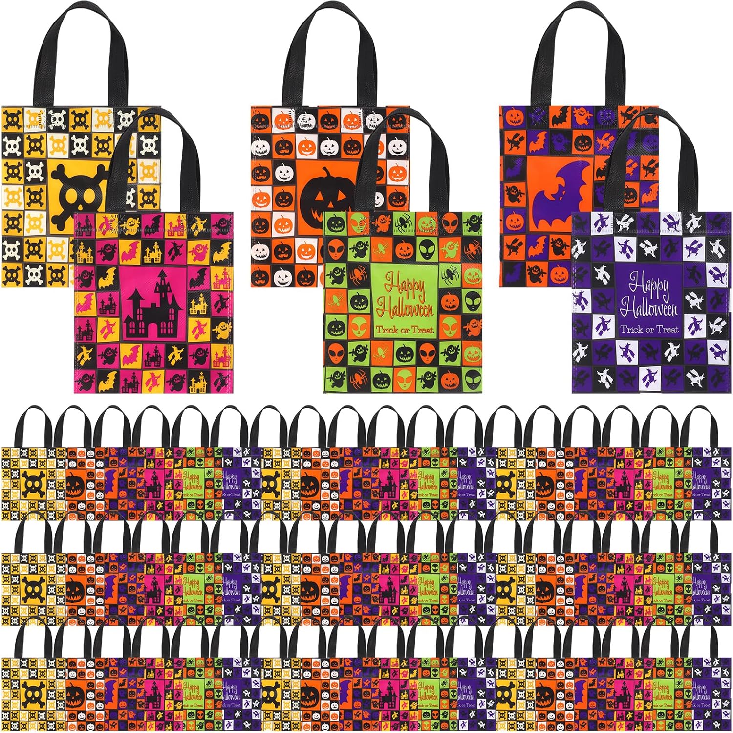 Sweetude 120 Pcs Halloween Tote Bags Bulk Halloween Trick