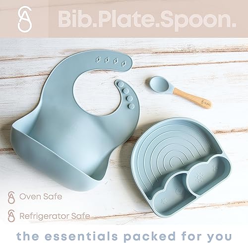 Miniatura 2 de SofiAl Utensilios de destete LED para bebés, juego de alimentación de bebé de silicona, plato de bebé de primera etapa, placa de succión dividida de