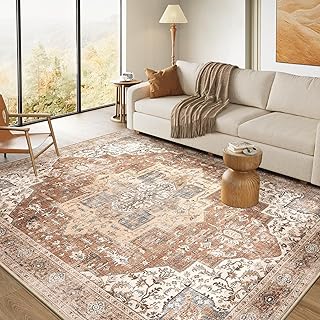 Washable Rug 9x12 Area Rugs: Boho Vintage Distressed Oriental Medallion Neutral Thin Large Rug Carpet for Living Room Bedroom Dining Room Home Office Decor - Brick Red
OEKO-TEX STANDARD 100
