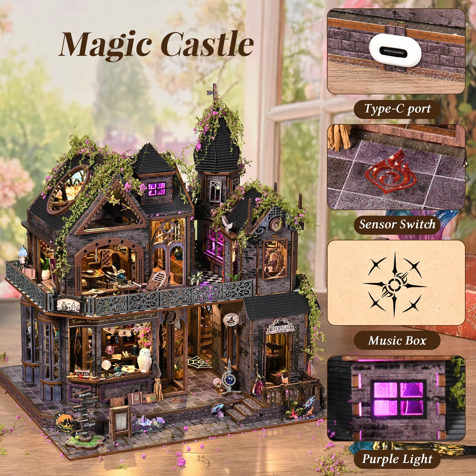 Miniatur Puppenhaus Kit, DIY Mini Haus für Erwachsene, 3D Holz Puzzle | Book Nook mit Detaillierte Möbel, Bücherregal Dekor, Geschenk für Geburtstag oder Familie
