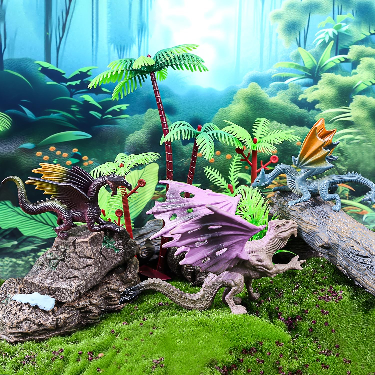 15Pcs Dragon Cake Decorations Medieval Plastic Mythical Figures image 5