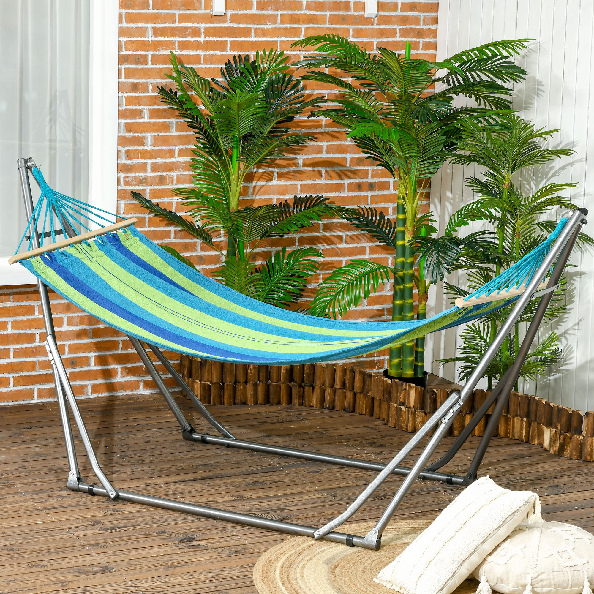 Supporto Per Amaca In Metallo GOPLUS - Struttura Portante 320x110x100 Cm, Carico 150 Kg, Nero, Senza Amaca Inclusa