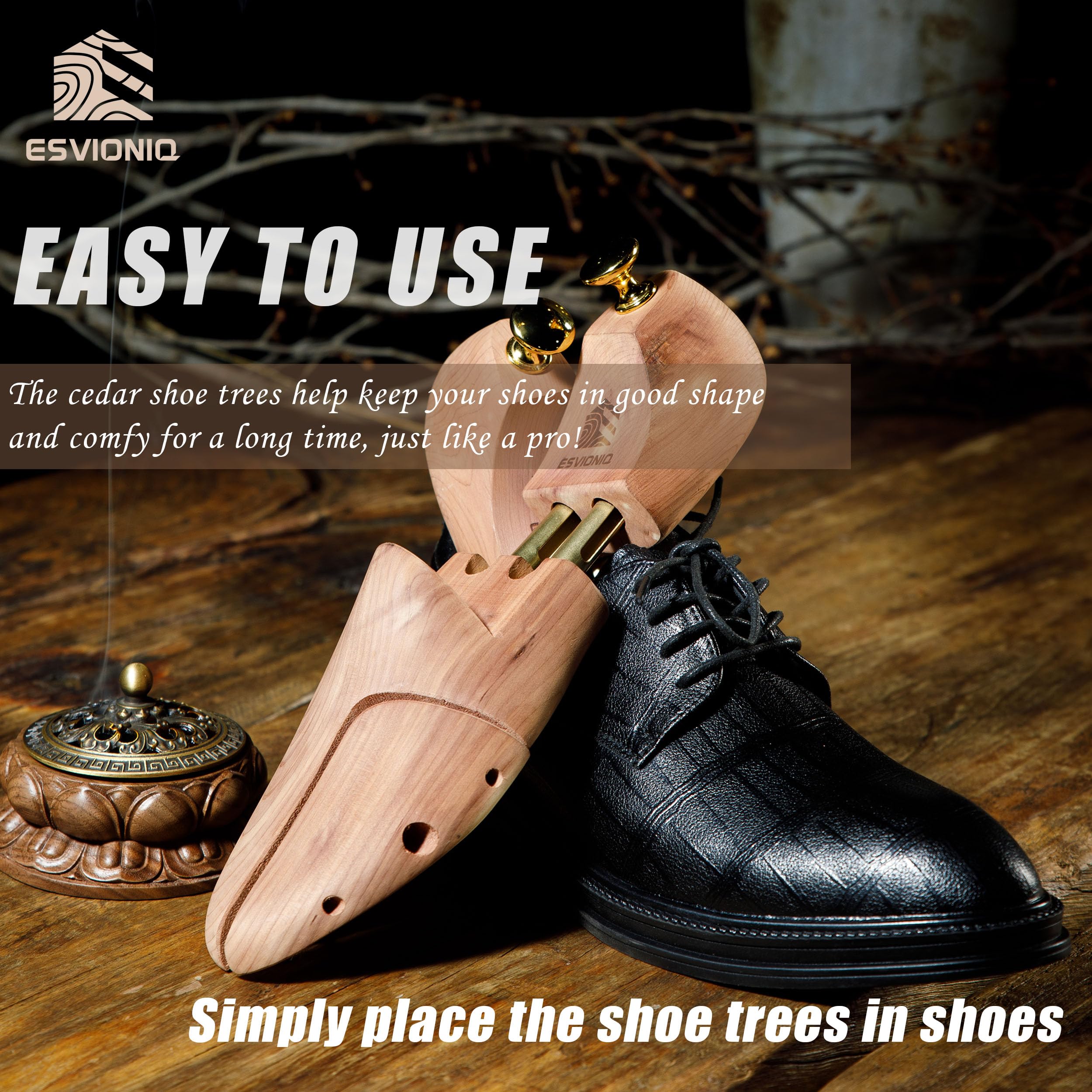 Cedar Shoe Tree, Embauchoirs à chaussures en cèdre avec deux tubes,embauchoir en bois de cèdre rouge pour homme