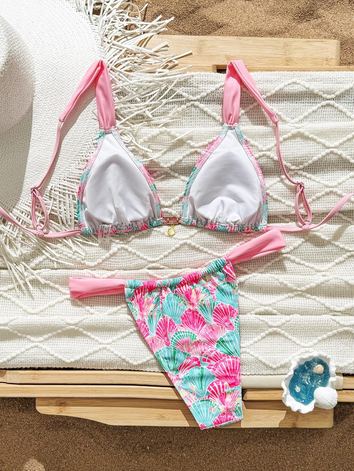 Women's Floral Printed Bathing Suit Spaghetti Strap High Waist Summer Swimsuit Bikinis Set - Image 2