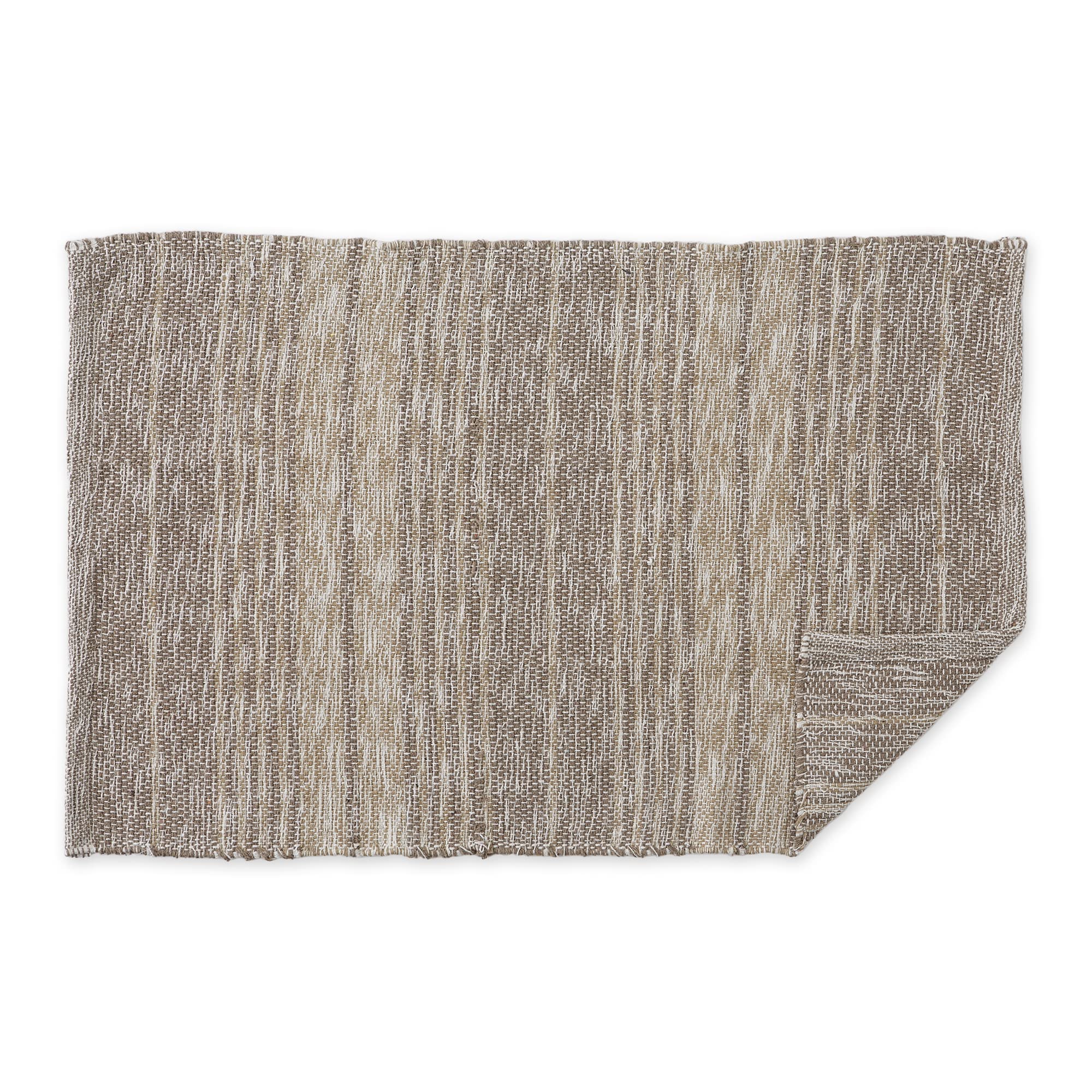 DII Woven Rag Rug Collection Recycled Yarn Variegated Rustic Stripe, 2x3', Stone