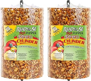 C&S Ready to Use Hot Pepper Bird Seed Cylinder, Spicy Wild Bird Outdoor Feeder with Hanger, 1.76 Pound Cyli...
