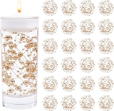 YATOJUZI 30 PCS Artificial Pearl String Rose Gold Vase Filler Floating Pearls for Vases Centerpieces Faux Pearl Beads String Decorations Wedding Holiday Party Decor