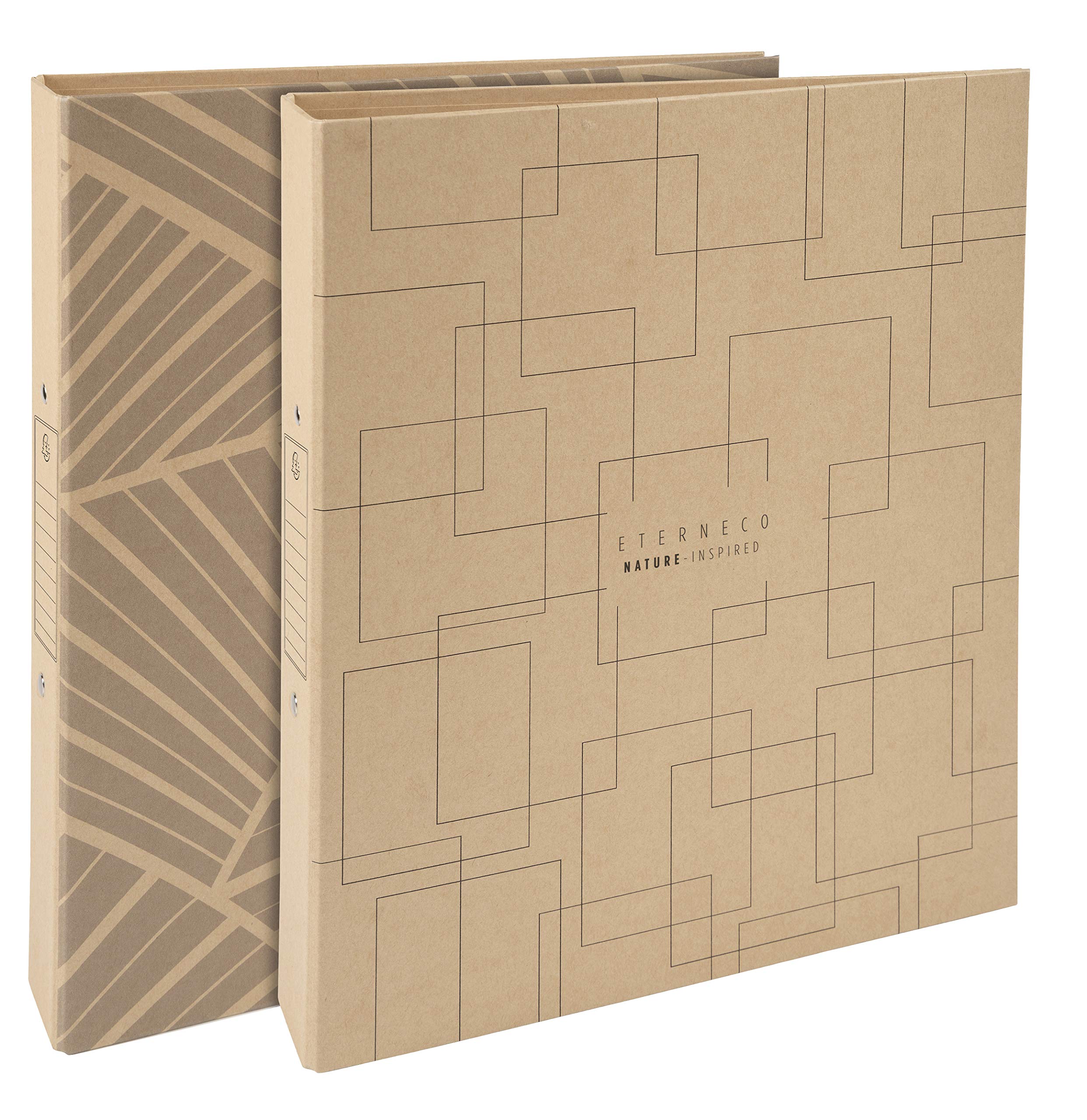 Exacompta - Réf. 54947E - Carton de 10 classeurs rembordés Eterneco rigides - 2 anneaux ronds diamètre 30 mm - dos 40 mm - dimensions extérieures 32 x 26cm - format à classer A4-2 visuels assortis