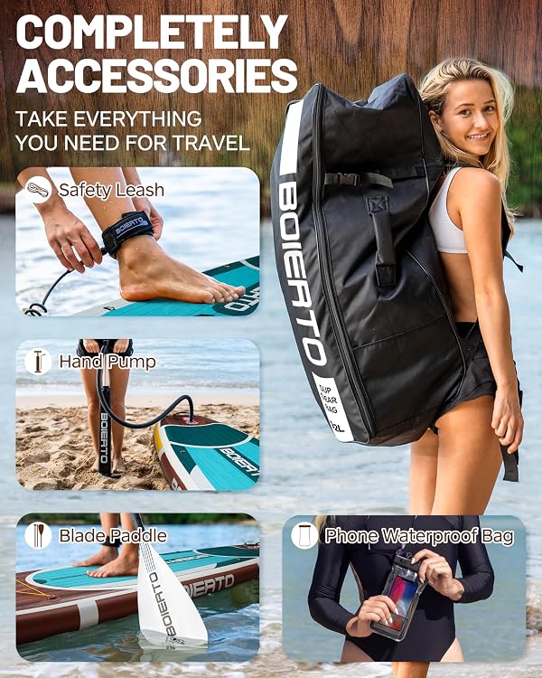 Boierto Inflatable Stand Up Paddle Board 11'*33", Extra Wide Paddle Board for Adults, 330lbs Capacity for 1-2 People Stable All Round Sup Board by BOIERTO - Image 5