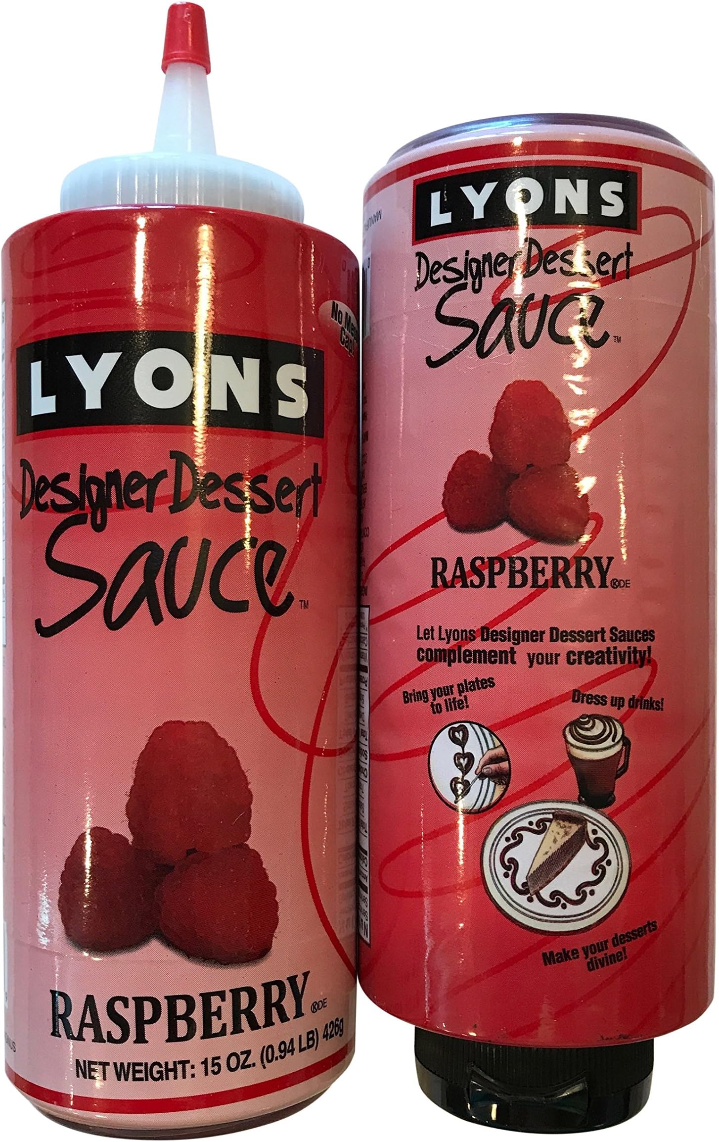 2-Pack Lyons Raspberry Designer Dessert Sauce and Ice Cream Topping plus Applicator Tip
