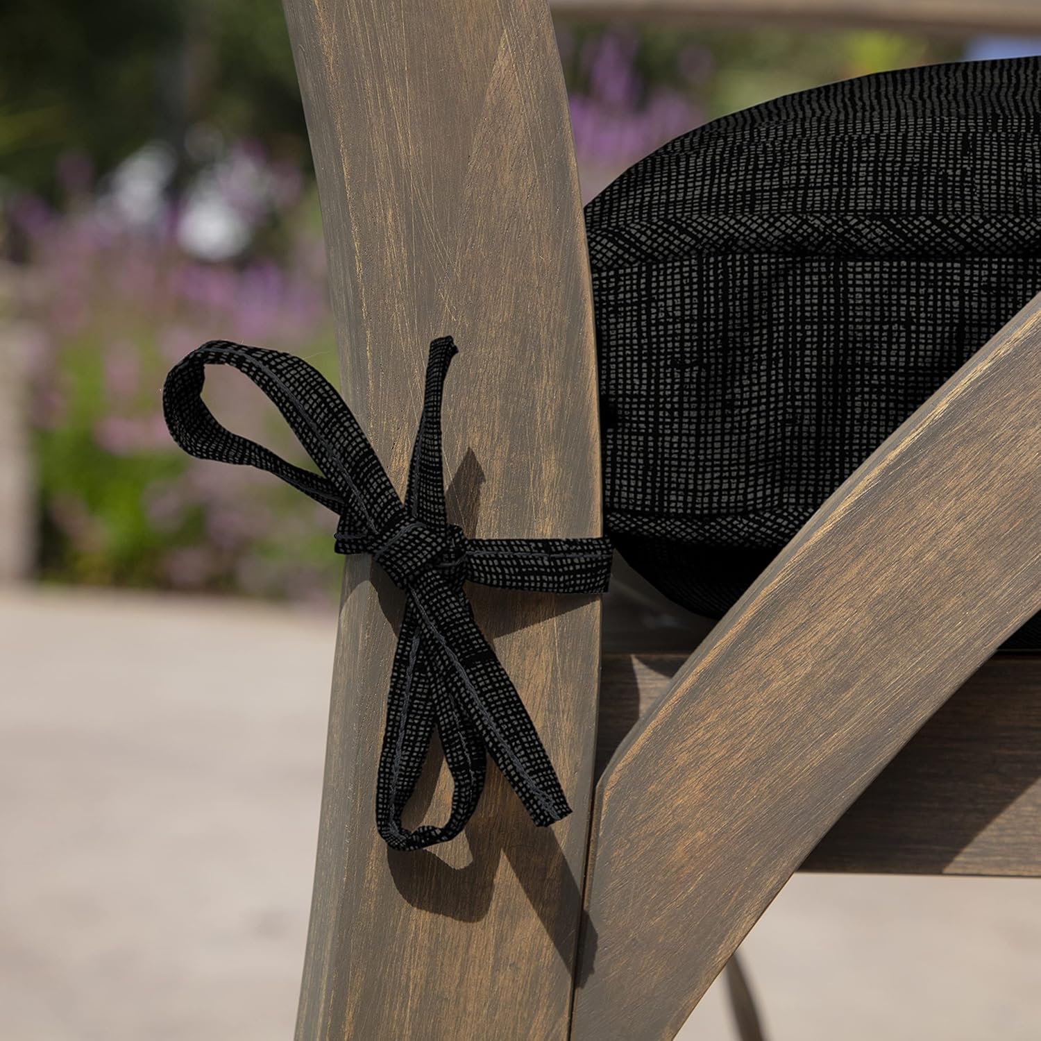 Arden Outdoor Plush Modern Tufted Seat Cushion, 20 x 20, Water Repellent, Rain Proof, Fade Resistant Seat Cushion for Rocking Or Dining Chairs Black Leala