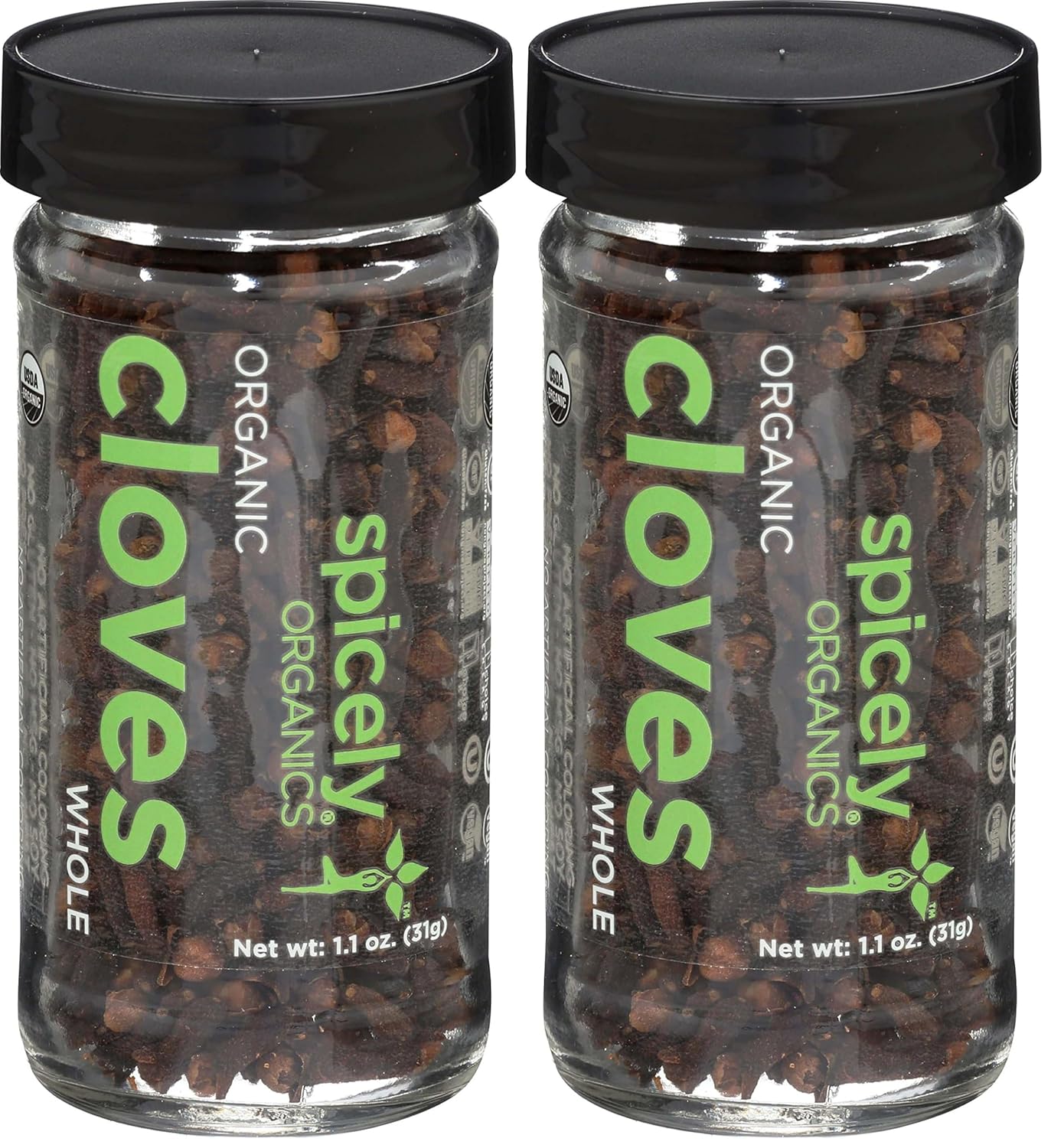 Spicely Organic Cloves Whole 1.10 Ounce Jar Certified Gluten Free (Pack of 2)