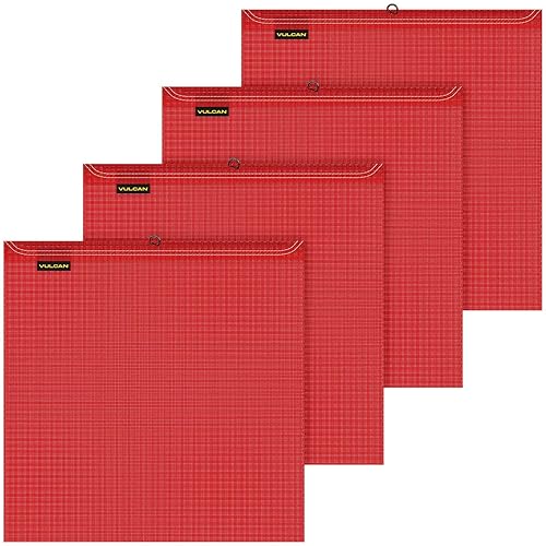 VULCAN Bandera de seguridad con lazo de alambre, color rojo brillante, construcción de poliéster recubierto de vinilo, 18 x 18 pulgadas, paquete de 4