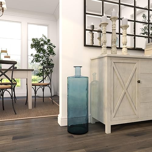 Miniatura 9 de Deco 79 Jarrón decorativo de vidrio reciclado hecho a mano con botella española para centro de mesa, florero para decoración del hogar, 10 x 10 x 30