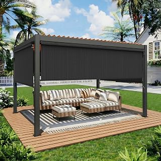 Outdoor Roller Shade, 420GSM New Material Patio Shade with 95% UV Protection, Cordless Aluminum Waterproof Blinds with Crank Handle, Sun Shades Outdoor Patio with Privacy Protection, 8'W X 8'H Black