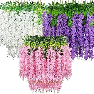 Eleganiq Polyester Artificial Hanging Flowers for Ceiling Balcony | Wisteria Vine | Home Party Decor Garden Outdoor Greene Price In India