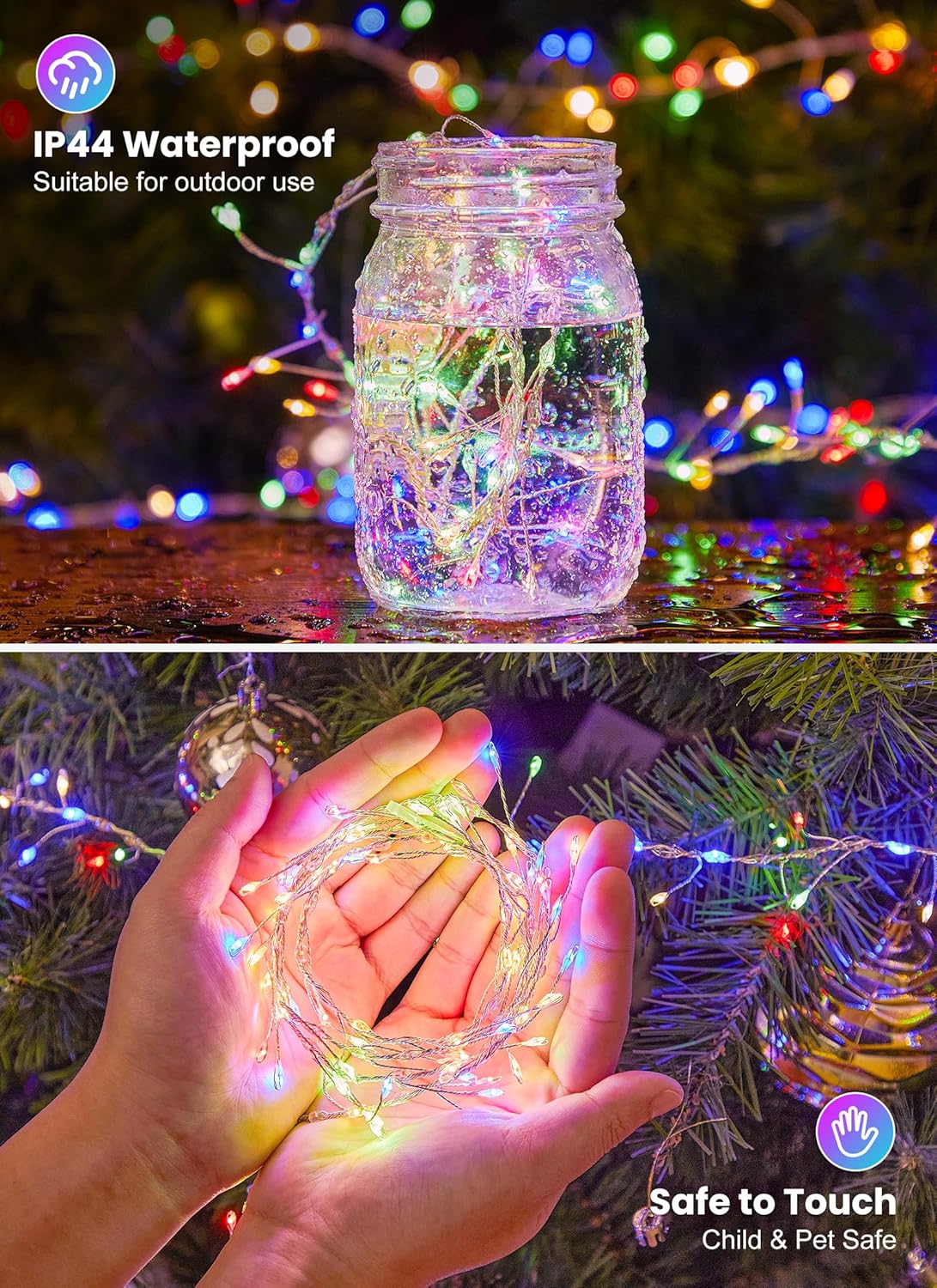 Flowing Fairy Lights Plug in with 14 Modes, 10FT 388LED Twinkle String Lights Indoor, Christmas Tree Lights Indoor Waterproof for Bedroom Christmas Home Room Decor, Multicolor