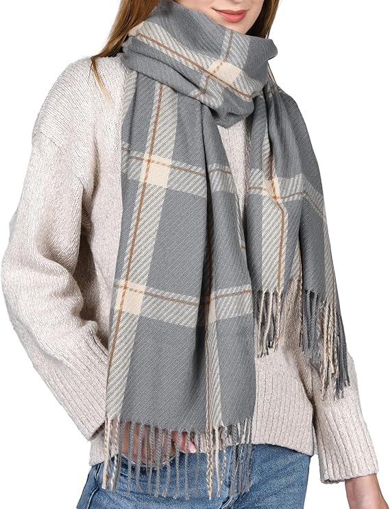 FURTALK Winter Scarf for Women Shawl Soft Tassel Plaid Large Oversized Scarves Wraps