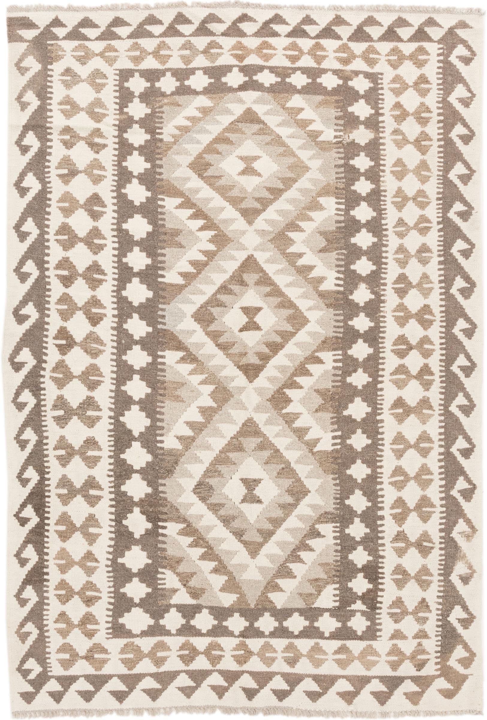 Tapis Kilim Afghan en laine 123x182 parfait pour réchauffer un salon moderne