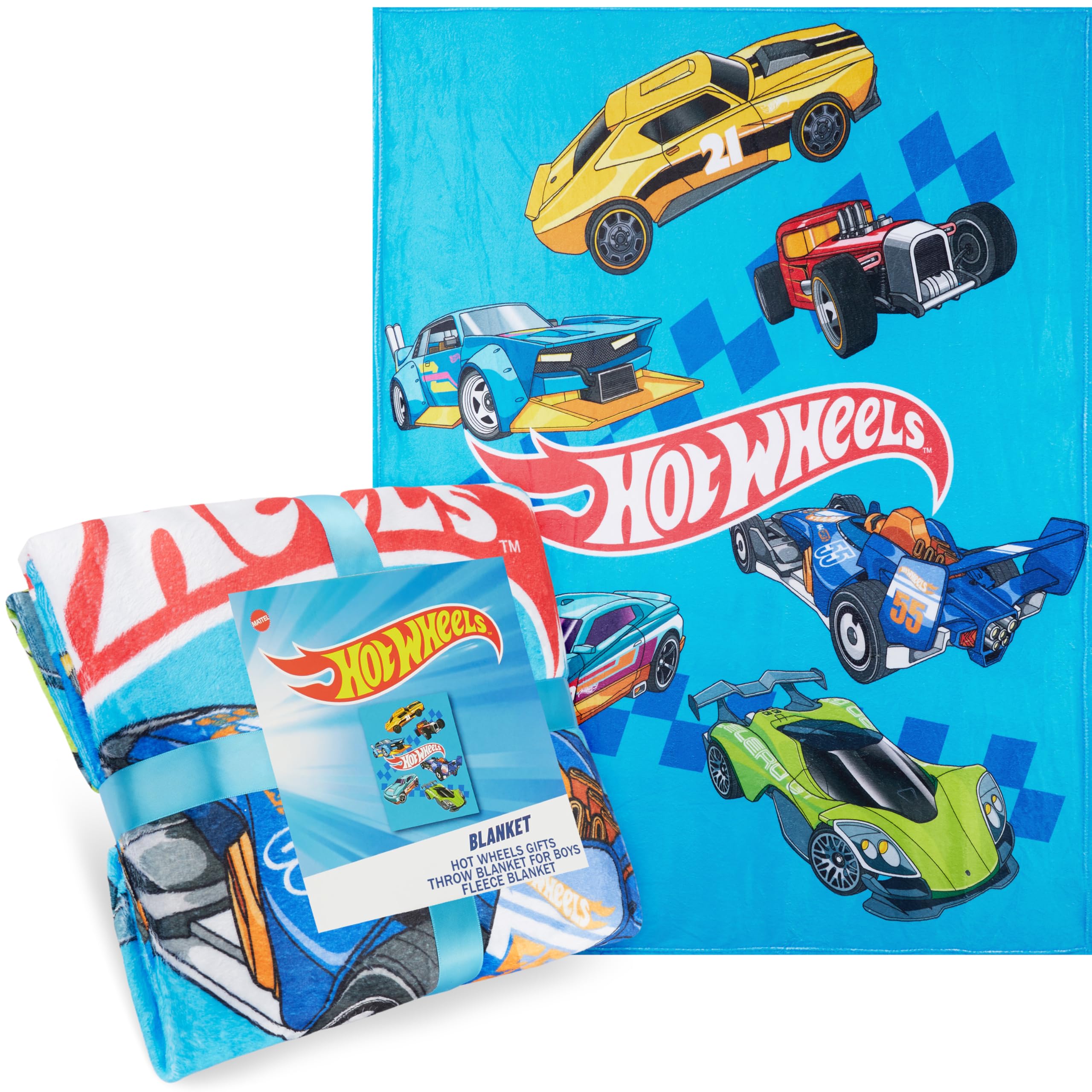 Get Trend Hot Wheels Fleece Blanket 130x150cm, Super Soft Cosy Throw Blanket for Bed & Sofa, Warm Lightweight & OEKO-TEX Certified, Gifts for Boys (Multi Hot Wheels) โ image 1