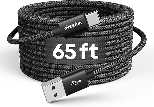 CLEEFUN Cable USB C largo, 26 pies26.2 ft USB A 2.0 a tipo C, cable de carga trenzado de nailon compatible con controlador PS5, interruptor, Galaxy
