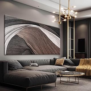 TAIJXAGSG Abstract Wall Art Brown Canvas Art Wall Decor Artwork Abstract Wall Decor Modern Minimalist Decor Canvas Painting Black And White Bathroom Bedroom Office 20"X40"
