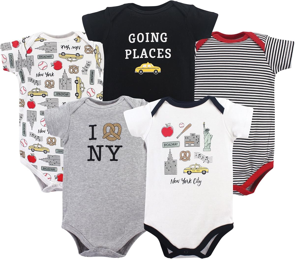 Hudson Baby Unisex Baby Cotton Bodysuits 5-pack