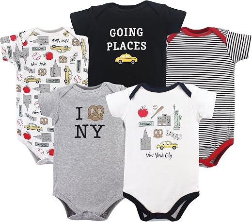 Hudson baby Unisex Baby Cotton Bodysuits, York City 5 Pack, 18-24 Months (24M)