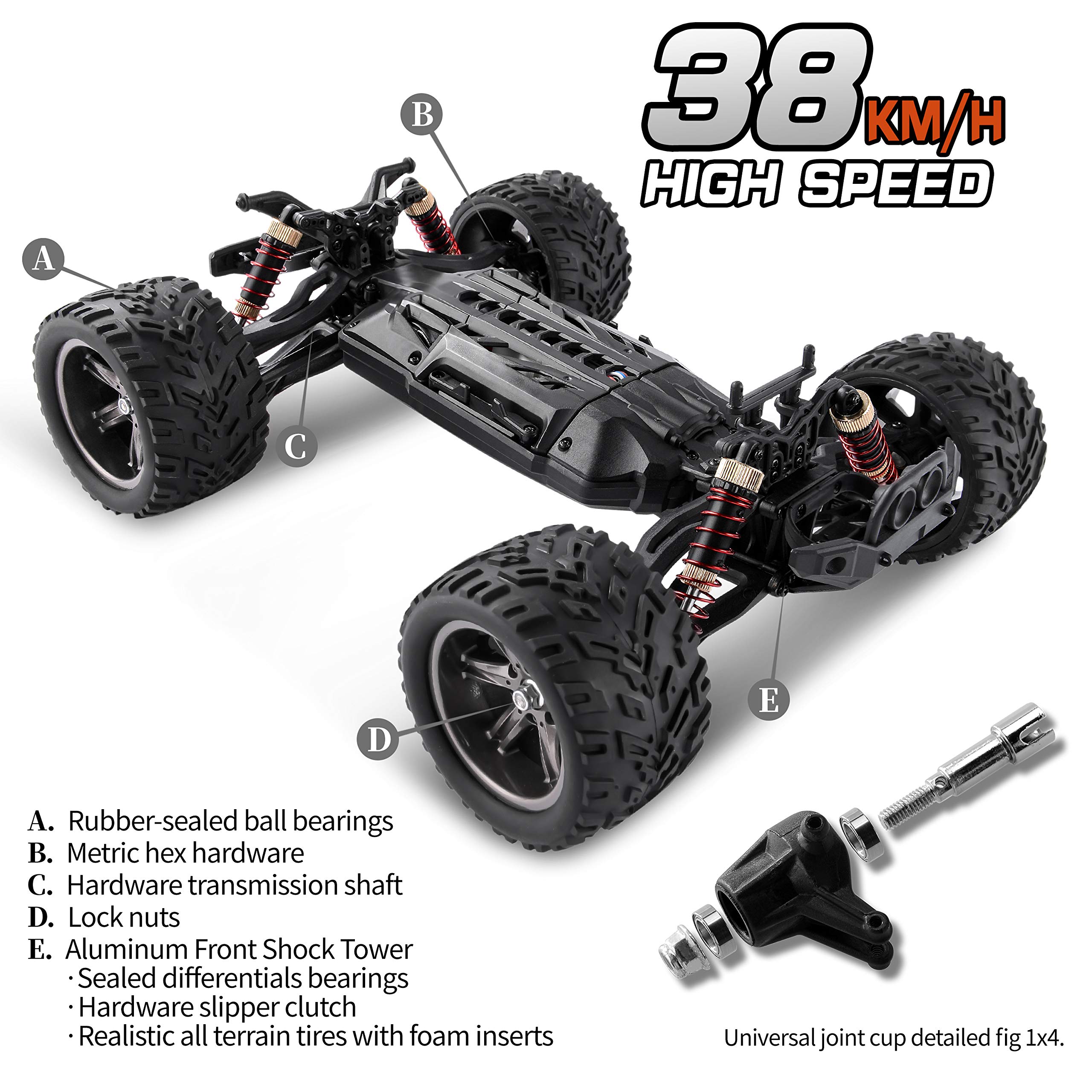 BEZGAR 8 Hobbyist Grade 112 Scale Remote Control Truck, 2WD High Speed