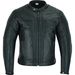 Chaquetas De Moto Usadas Texpeed Chaqueta de moto de cuero para hombre - Chaqueta de moto Touring con protección de armadura auténtica Biker CE (EN 1621-1) Diseño con costuras acolchadas - Negro - XL
