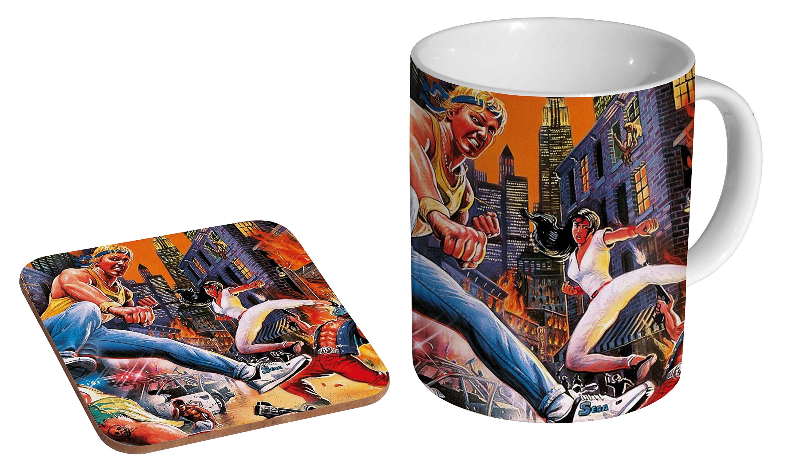 Mugmart White Streets Of Rage Artwork Classic Ceramic Coffee Mug + Coaster Gift Set …