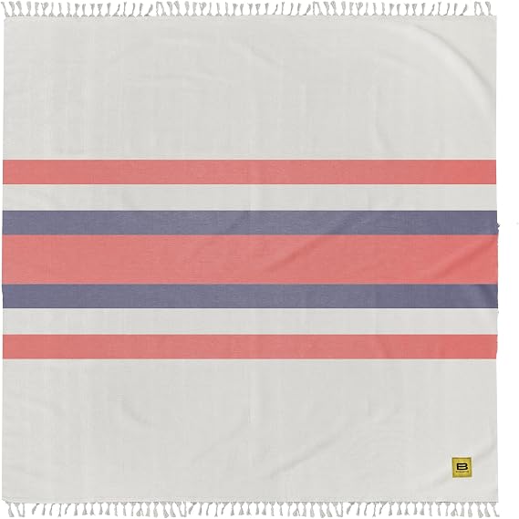 Big Blanket Co Big Beachy Beach Blanket 10x10 ft White Stripes