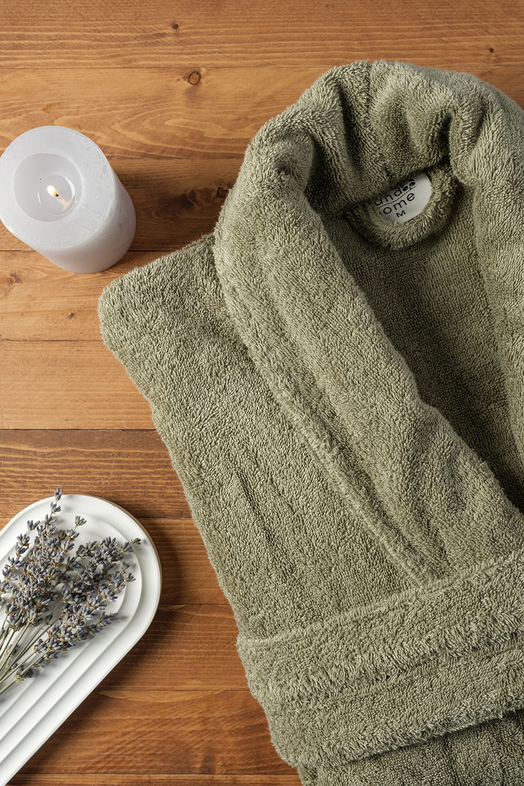 PandaHome Bademantel Damen und Herren aus 100% Baumwolle, Morgenmantel Frottee Kuschel, Saunamantel Warm und Kuschelig, Schnelltrocknend Weich Saugstark Bademäntel 400 g/m² (Grün-XL)
