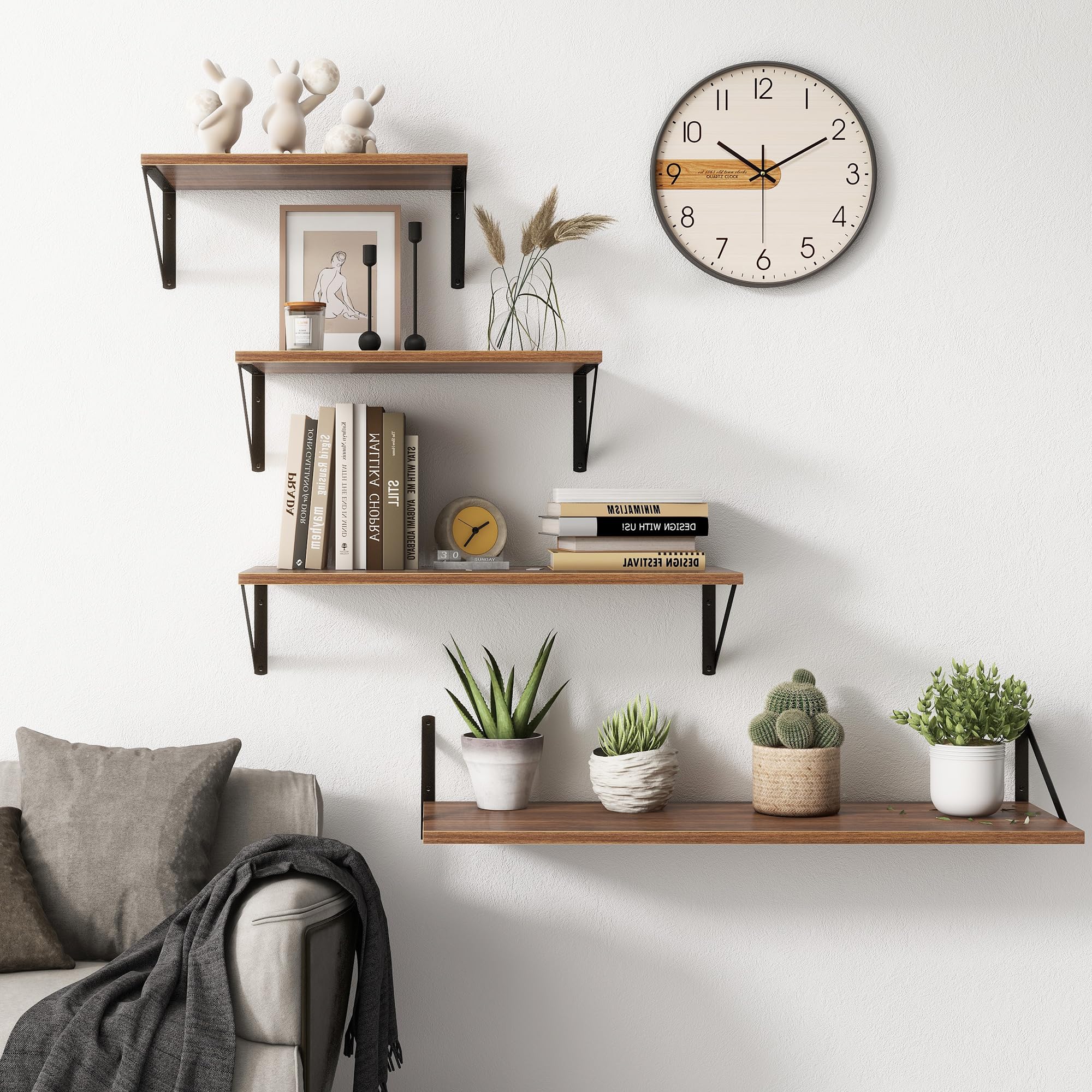 Deep Floating Shelves for Wall, 12 Inch Deep Floating Shelves Set