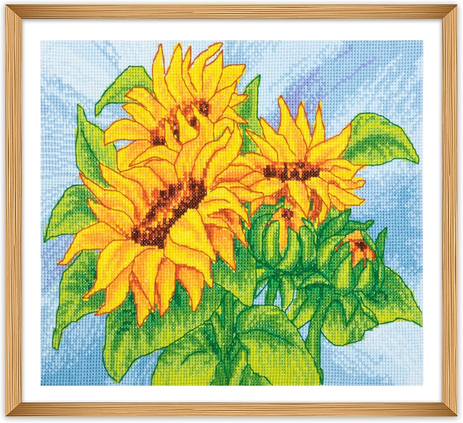 Trimits Large Cross Stitch Kits - Counted Embroidery Needlework for Adults Beginners Kids, Christmas Gifts Wall Art Nature Flowers Home, 11 Count Aida 38 x 34cm, Sunflowers (Frame Not Included)