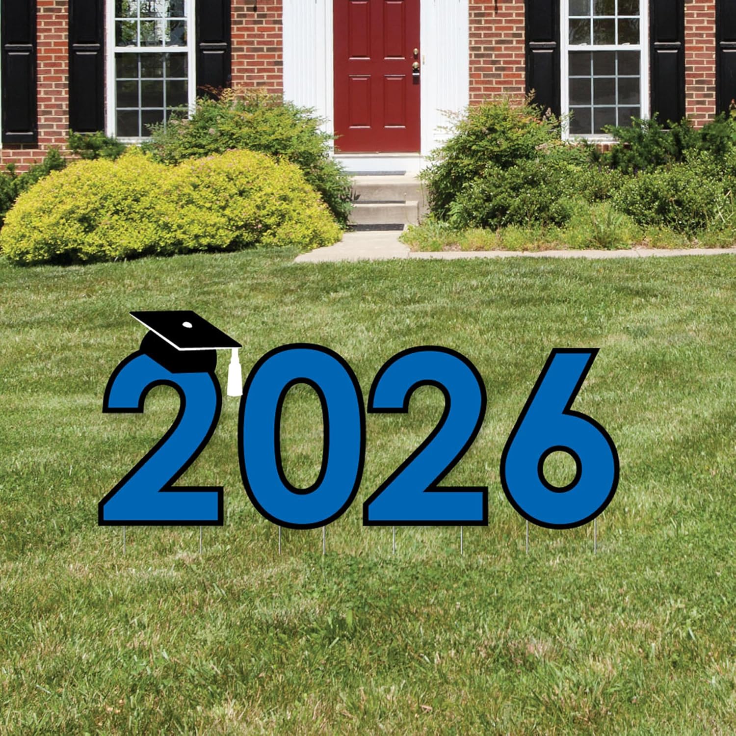 Big Dot of Happiness Blue 2026 Graduation Party Yard Signs - Outdoor Lawn Decorations - 2026