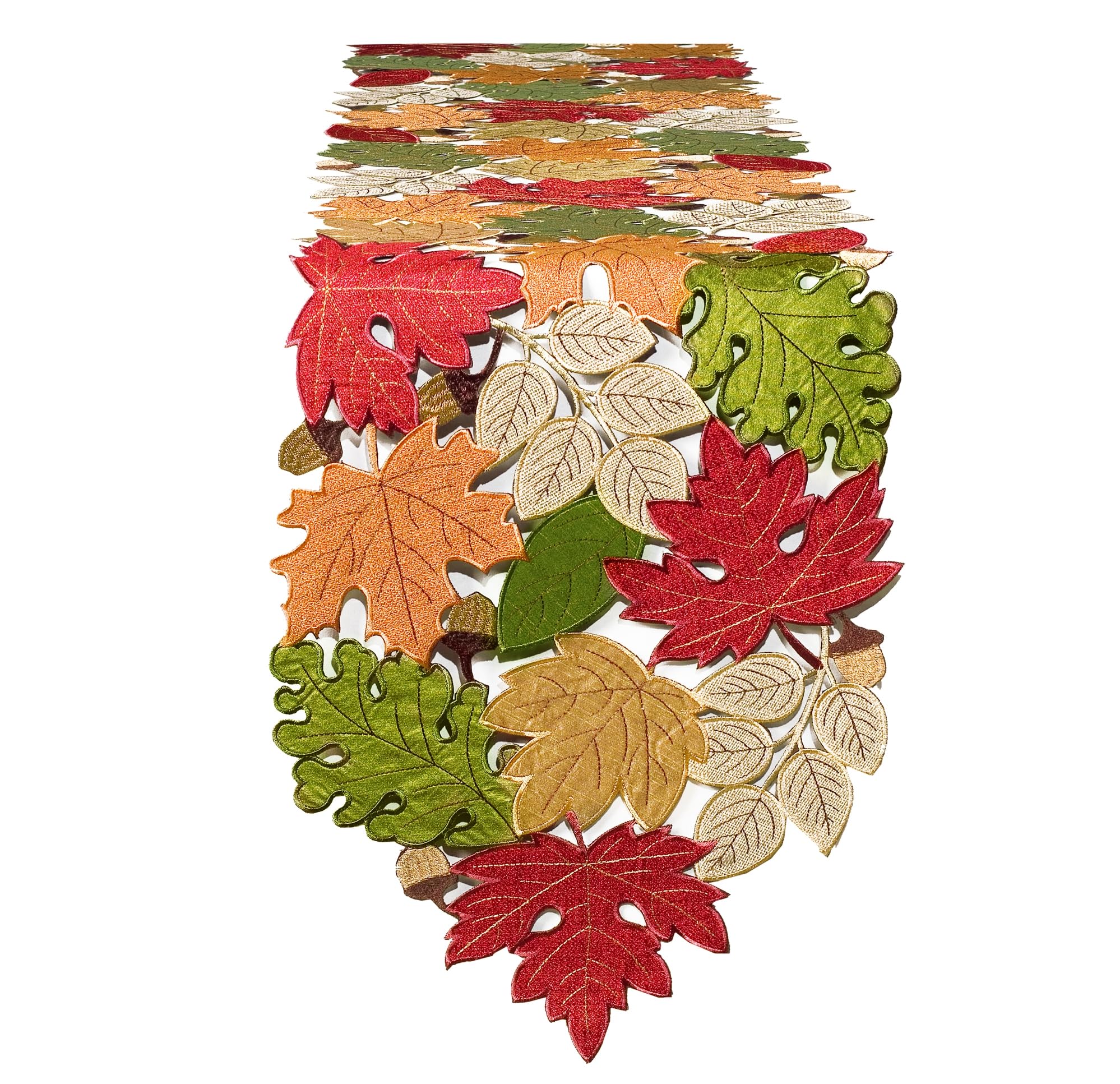 Fall Table Runner 54inches Long, Thanksgiving Harvest Cutwork Embroidered Table Runner 13in x 54in, Autumn Maple Leaves Table Decoration for Home Dining Kitchen Table