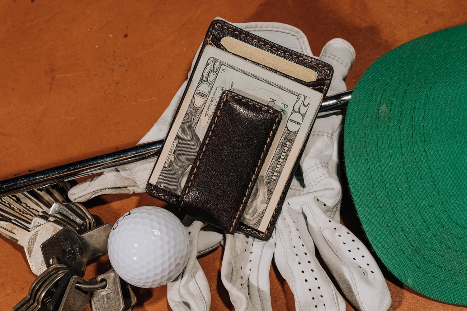 House of Jack Co. Corbin Slim Money Clip Wallet for Men, Strong Magnetic Clip with Exterior ID Window, Full Grain Cowhide Leather Front Pocket, Brown - Image 5