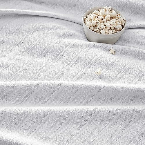 Miniatura 5 de Vellux Manta térmica 100% algodón suave, transpirable, acogedora y ligera de 10.24 ozm, para todas las estaciones, perfecta para usar en capas,