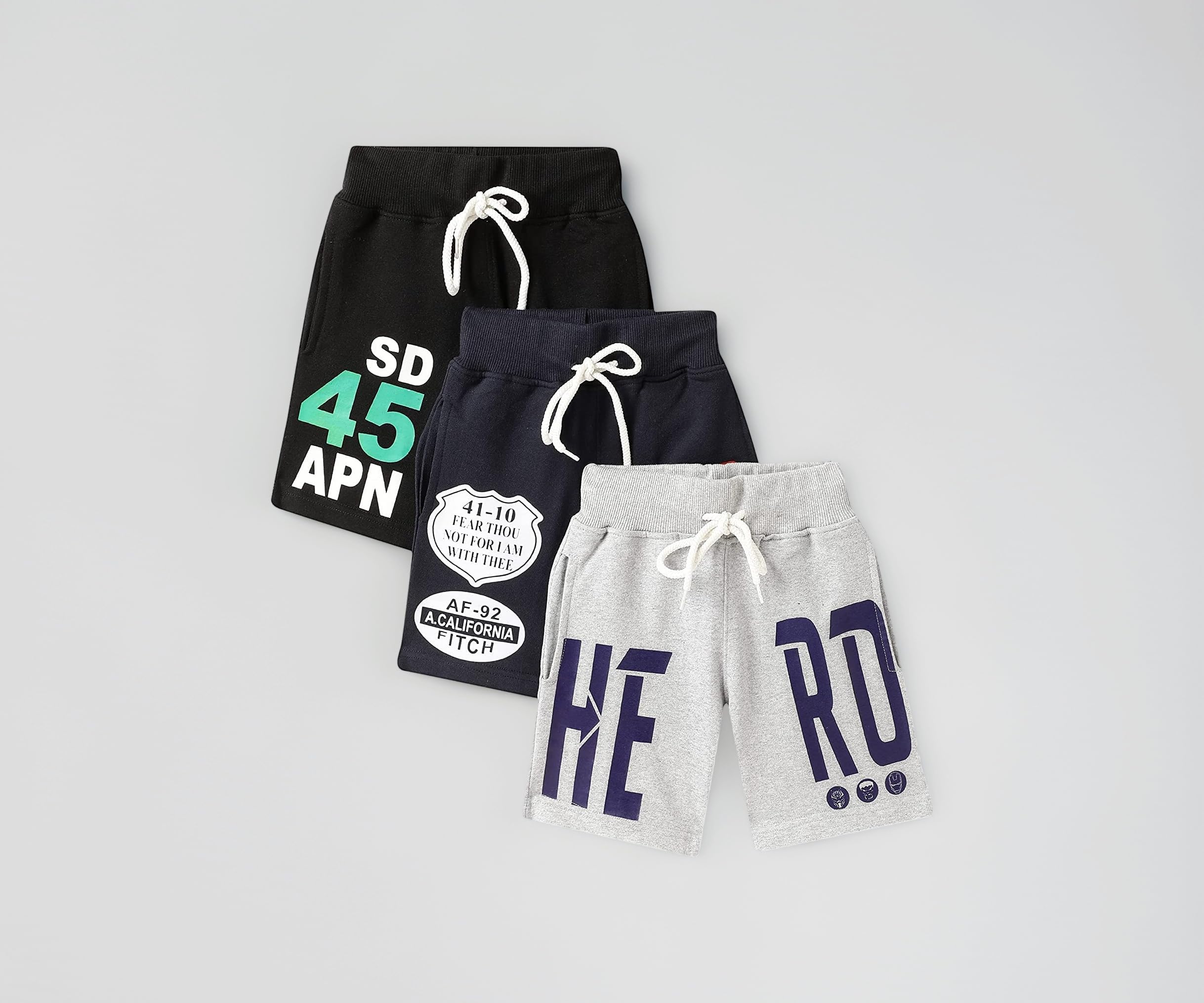 Boys Cotton Printed Shorts with Two Side Pockets (Pack of 3)