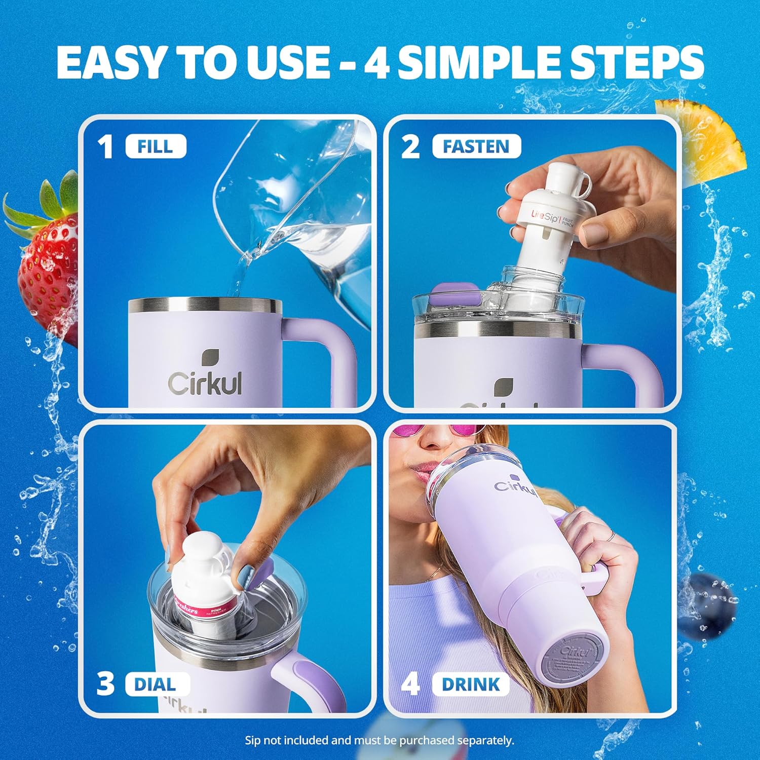 Cirkul 40oz. Lilac Stainless Steel Tumbler with Handle, All-Day StrawSip™, Double-Wall Insulated - Image 4