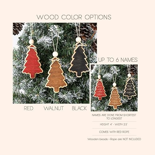 Miniatura 6 de Adorno personalizado para árbol de Navidad con nombres, adorno de madera contrachapada gruesa de doble capa, adorno de Navidad para árbol